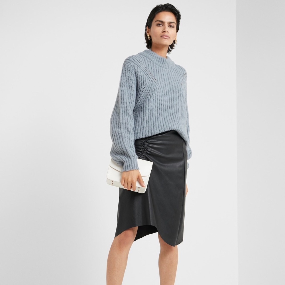 Designer Remix Tara Faux Leather Midi Skirt DK32